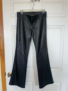 Free People Black Faux Leather Flare Pants